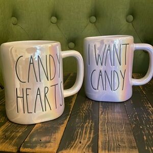 Rae Dunn “candy hearts” and “I want candy” mugs